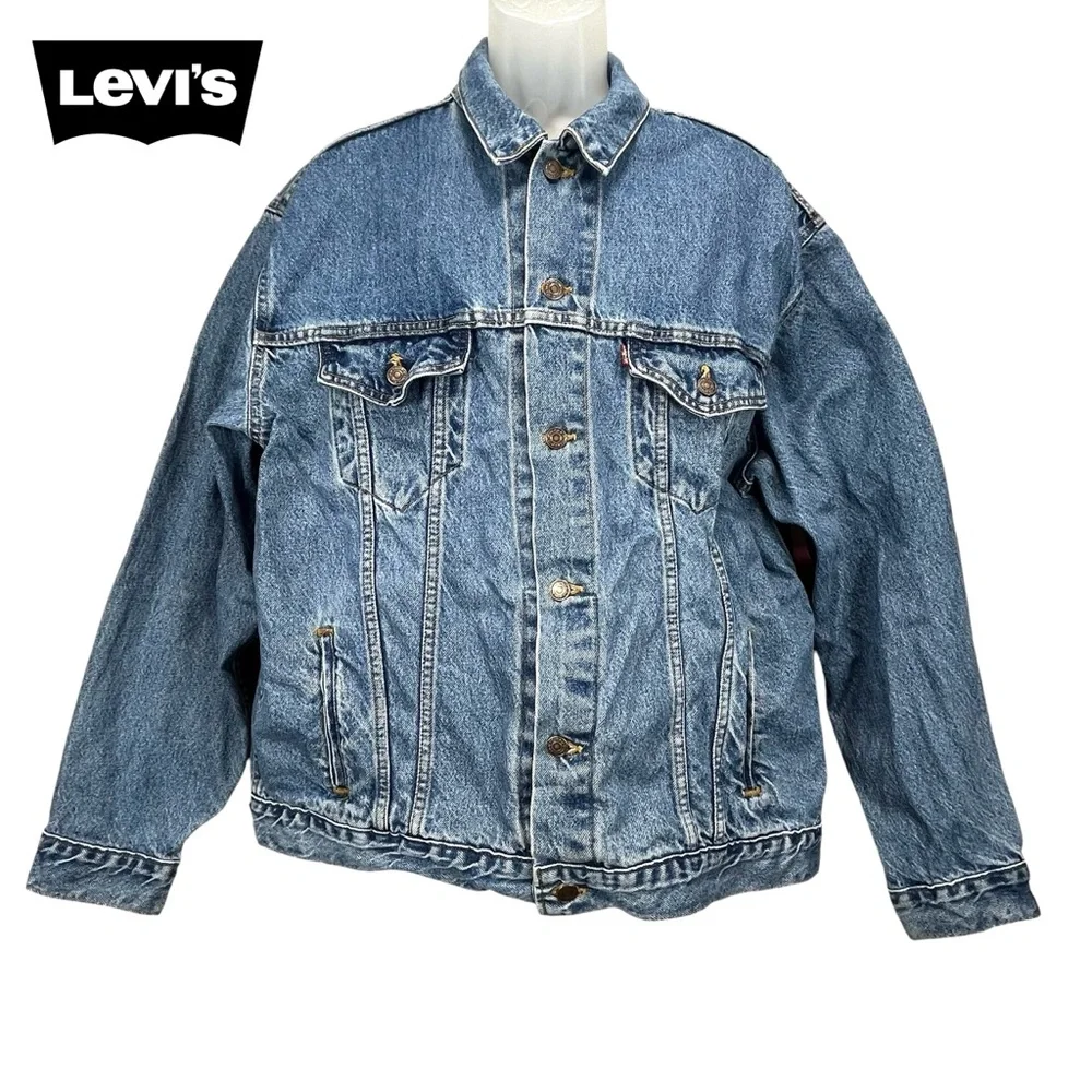 Levi's Men's XL Vintage 90s‎ Blue Denim Trucker Jacket 100% Cotton Made in USA